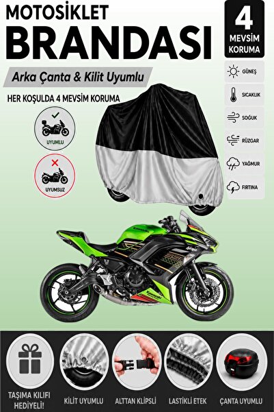 Cemku Double Black Top - Gray Bottom, Rear Bag Compatible Kawasaki Ninja 650 ...