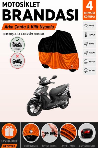 Cemku Double Black Top - Orange Bottom, Rear Bag Compatible Kymco Agility 16+...