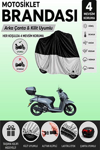 Cemku Double Black Top - Gray Bottom, Rear Bag Compatible Yuki Gentle 50 Moto...