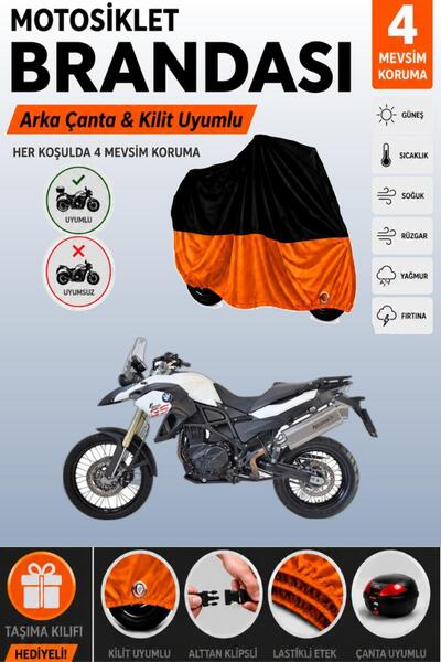 Cemku Double Black Top - Orange Bottom, Rear Bag Compatible Bmw F 850 Gs Moto...
