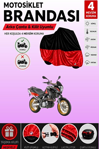 Cemku Double Black Top - Red Bottom, Rear Bag Compatible Aprilia Pegaso 650 M...