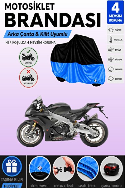 Cemku Double Black Top - Blue Bottom, Rear Bag Compatible Aprilia Rsv4 1100 M...