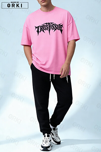 EFFRENATU Unisex Oversize Trust Issue Printed T-Shirt Jogger Sweatpants Set –...