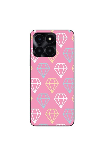 OEM Case compatible with Honor X6a Silicon Gel Tpu Model Diamond Pattern Doodles
