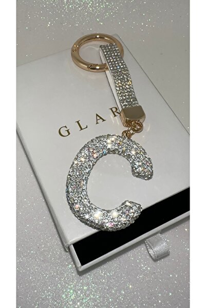 GLARE JEWELRY CO Luxury Zircon Stone Shiny C Letter Keychain Suitable for Car...