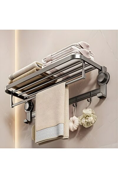 topaqua Towel Master Bathroom Towel Holder, No Holes, Metallic, Strong Suctio...