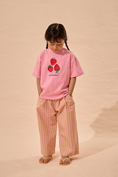 Fahhar Kids Striped Palazzo Trousers Pink