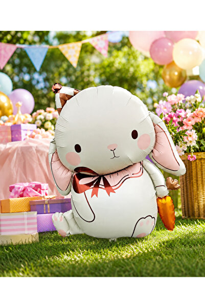 DODOMAR Cream Rabbit Carrot Hat Foil Balloon 42X72 cm Party Decoration Ornament