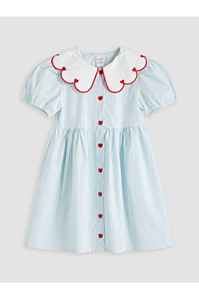 LC Waikiki Rmz Gi̇yi̇m Farkiyla Embroidered Baby Roba Collar Girl's Poplin Dress