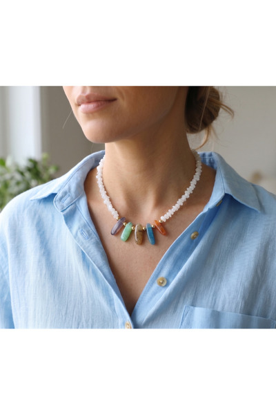 Retrovy Store Natural Stone Colorful Women's Necklace