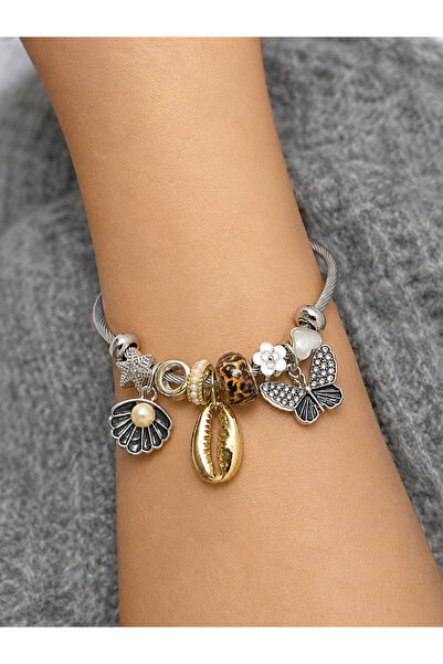 MakeWell Stainless Steel Charm Bracelet for Women – Modern Design with Shell ...