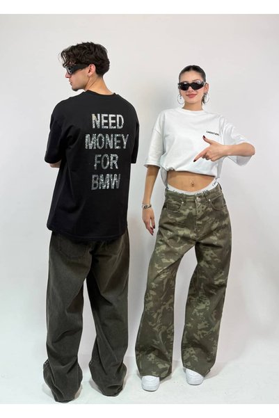 zaee Need Money For BMW Taşlı Oversize Tişört