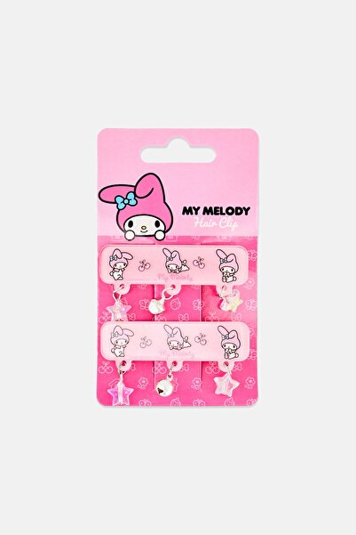 SANRIO مشبك شعر من قطعتين من ماي ميلودي مع زينة، لون وردي