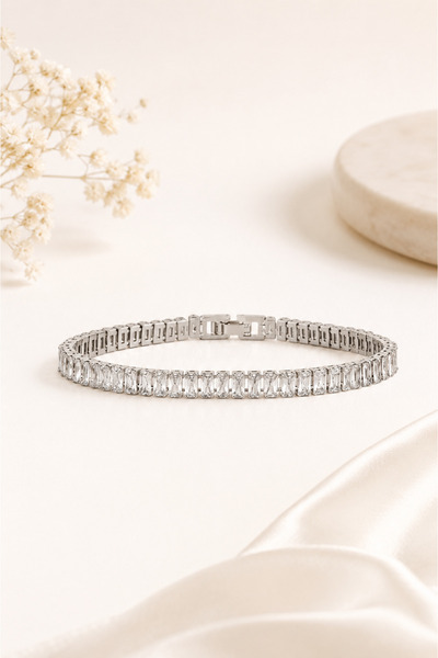 Archhazel Jewelery Silver Color Baguette Waterway Full Tour Bracelet