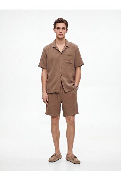 Ltb Short Sleeve Buttoned Basic Anthracite Shirt