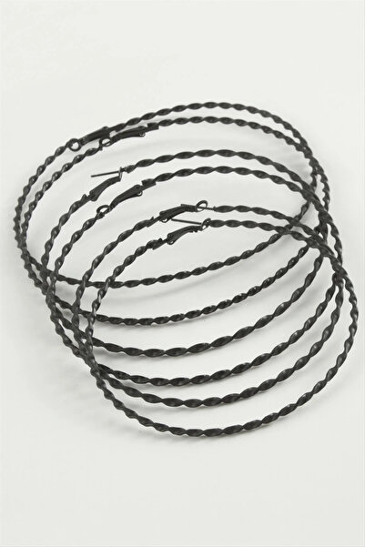 Marsilyan Nvdn- Twisted Metal Hoop Earrings 6 Pieces Iegrs-Nvdn1