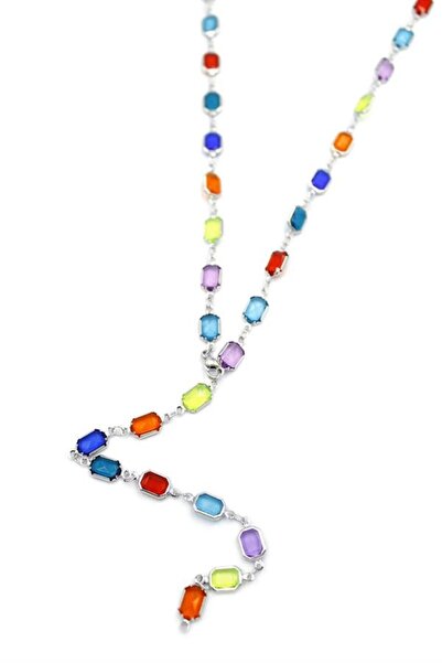 atastore2017 Colored stone y necklace - silver