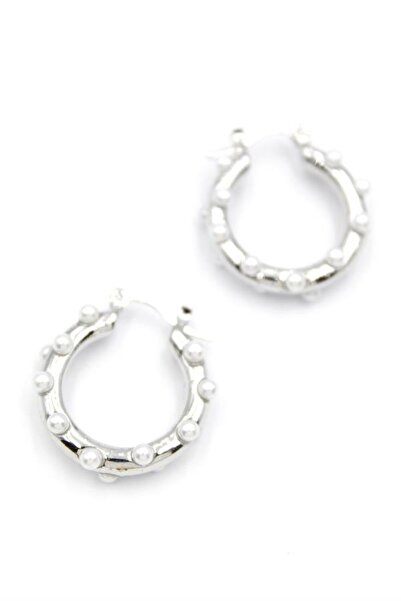 atastore2017 Pearl Hoop Earrings - Silver