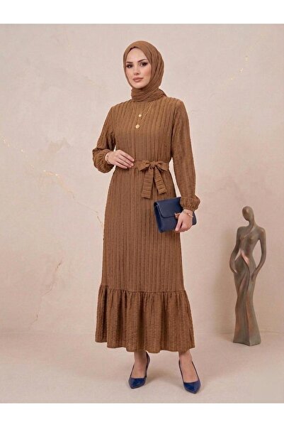 ECEYLÜL MODA Rochie maxi neagră pentru femei, cu textură încrețită, elastică,...