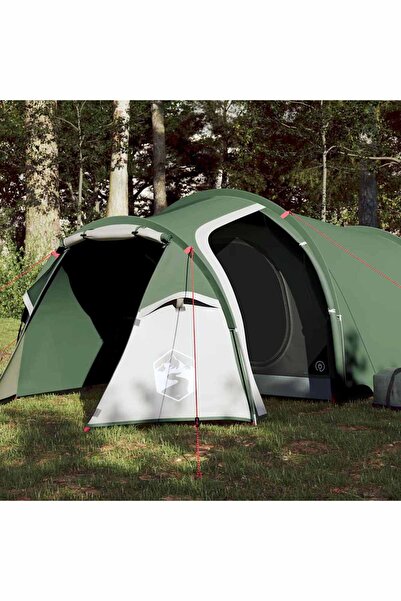 vidaxl Cort de camping pentru 3 persoane, verde, impermeabil