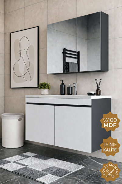 TETA HOME Tokyo 100 cm MDF Banyo Dolabı Seti