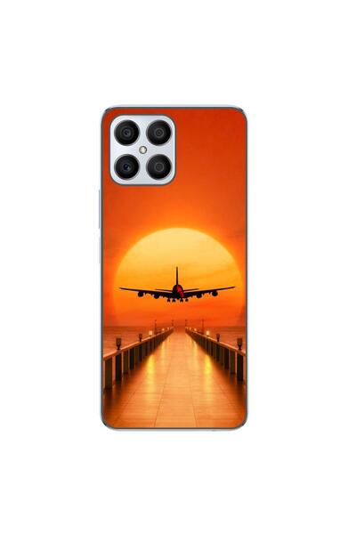 OEM Husa compatibila cu Honor X8 Silicon Gel Tpu Model Airplane Sunset