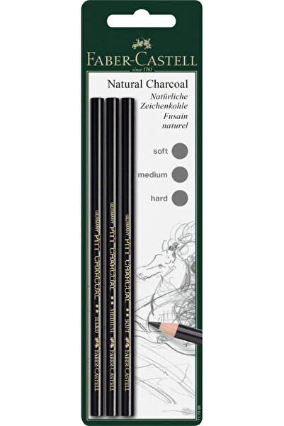 Faber Castell BLISTER 3 PCS CHARCOAL PENCIL PITT MONOCHROME S,M,H FABER