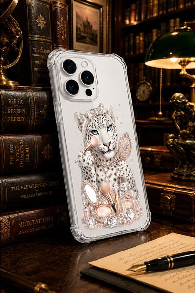 Caseji İphone 14 Pro Max Uyumlu Cute Süslü Kaplan Baskılı Sevimli Telefon Kıl...