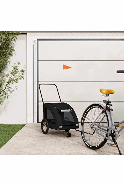 vidaxl Remorcă bicicletă animale companie, negru, textil oxford/fier