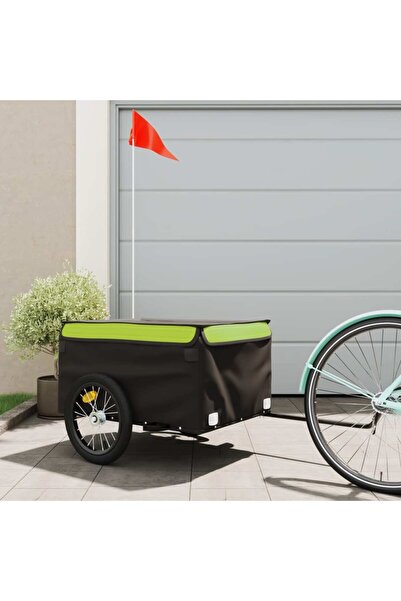 vidaxl Bicycle trailer, black and green, 45 kg, iron