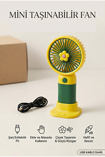 HOBBYRONS Şarjlı Mini El Ve Masa Fanı Mini El Pervanesi Soğutu El Fanı