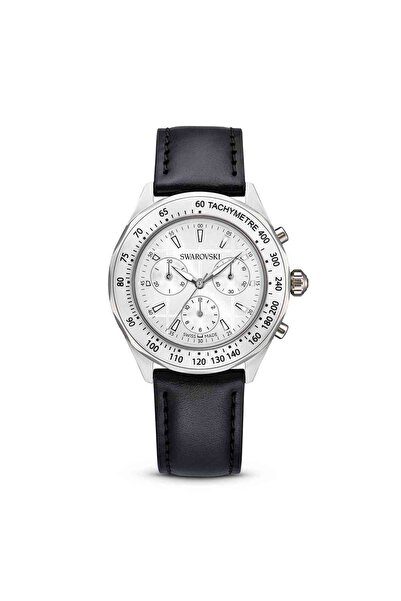 Swarovski Dextera tachymetre Saat, İsviçre Üretimi, Deri kayış, Gümüş Rengi, ...