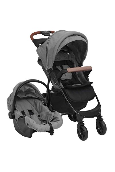 vidaxl 3-in-1 baby stroller, light gray, steel