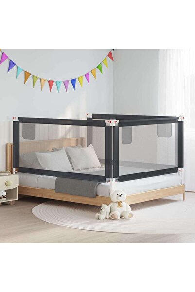 vidaxl Children's bed guardrail, dark gray, 180x25 cm textile