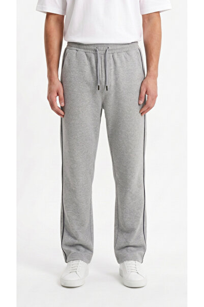 MODENZO Men's Gray Wide Leg Baggy Sweatpants with Side Piping and Back Pocket...