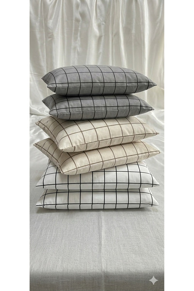 Pamuku 6-Piece Modern Mix Set Pillowcases - (2 Gray + 2 Beige + 2 White)