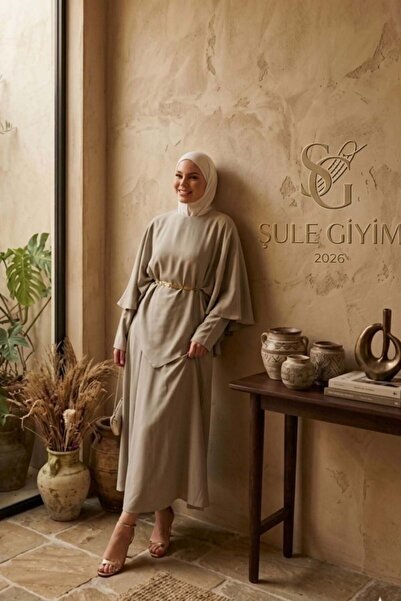 Şulemoda Giyim فستان زينا بقلنسوة مرصع بالأحجار