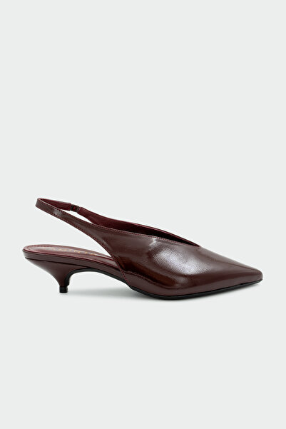 LAMİNTA Jemy Pointed Toe Genuine Leather Women's Burgundy Flat Ballerinas