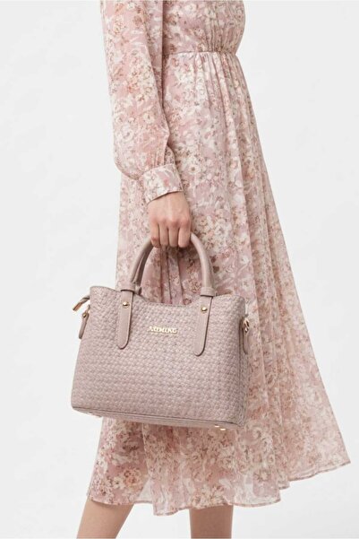 Armine Stylish Modern Mink Knitted Women's Shoulder Bag Practical Shoulder Ba...