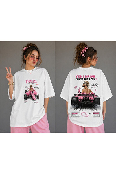 Tiny and Co Crew Neck Princess Printed Women's Oversize Cotton T-Shirt