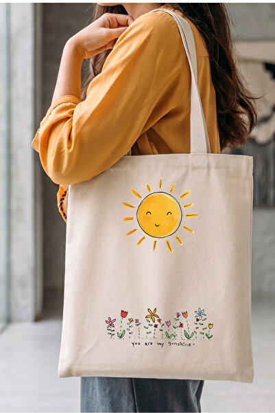 Windy Island Sun Printed Raw Cloth Bag |   40X35 cm