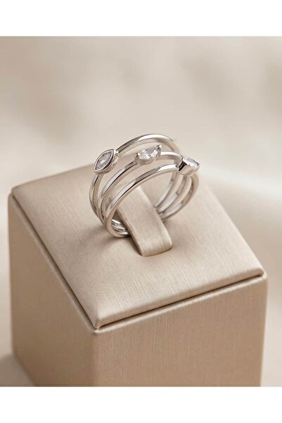 Portakal Esintisi Trilinea Multi-Look Minimal Zircon Stone Adjustable Ring