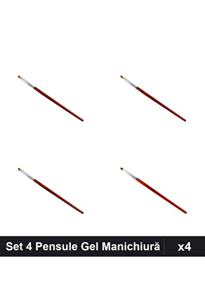 NAİLS Set 4 Pensule Gel Manichiură, Limbă Pisică și Tesit, Dimensiuni Variate...