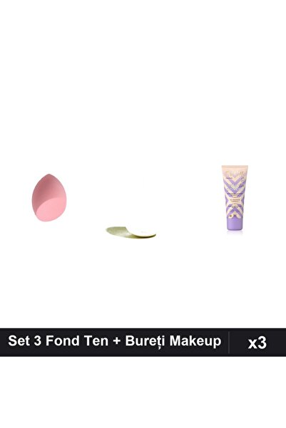 Makeup Set 3 Fond de Ten Eveline Better than Perfect 05, 2 Bureți Extra-Soft ...