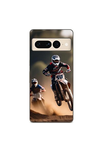 OEM Калъф, съвместим с Google Pixel 7 Pro, силиконов гел TPU с мото крос десен