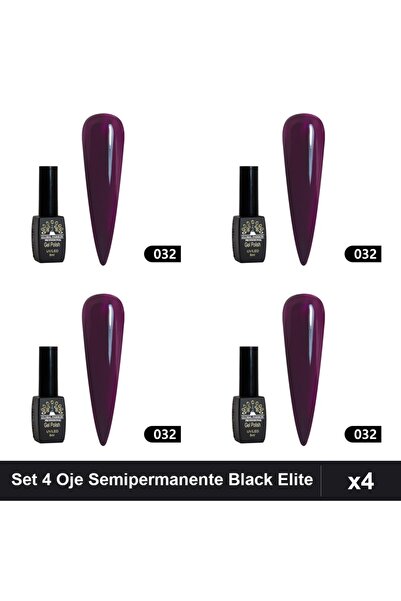 global fashion Set 4 Oje Semipermanente Black Elite 8ml, Manichiura UV/LED Pr...