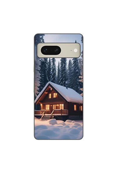 OEM Калъф, съвместим с Google Pixel 7, силиконов гел TPU, с десен на зимна къ...