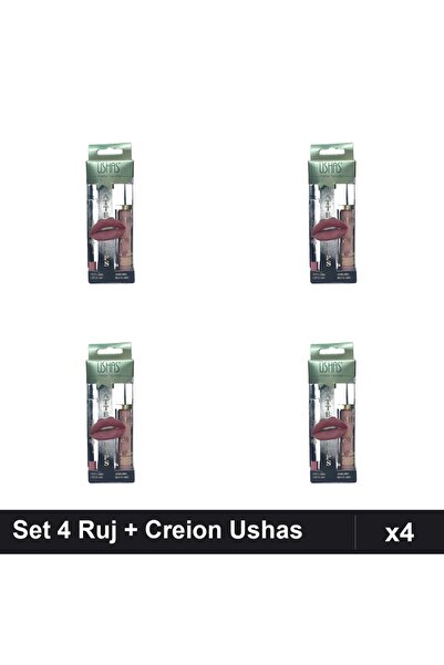 TLM Set 4 Ruj Ushas nr 14 cu Creion Contur, Buze Matte, Manichiura Profesională
