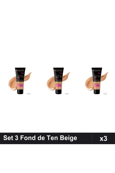 Eveline Set of 3 Selfie Time 2in1 Foundations 05 Beige 30ml Maquillage