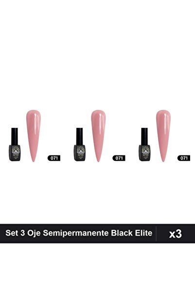 global fashion Set 3 Oje Semipermanente Black Elite 8ml, Manichiura UV/LED, N...